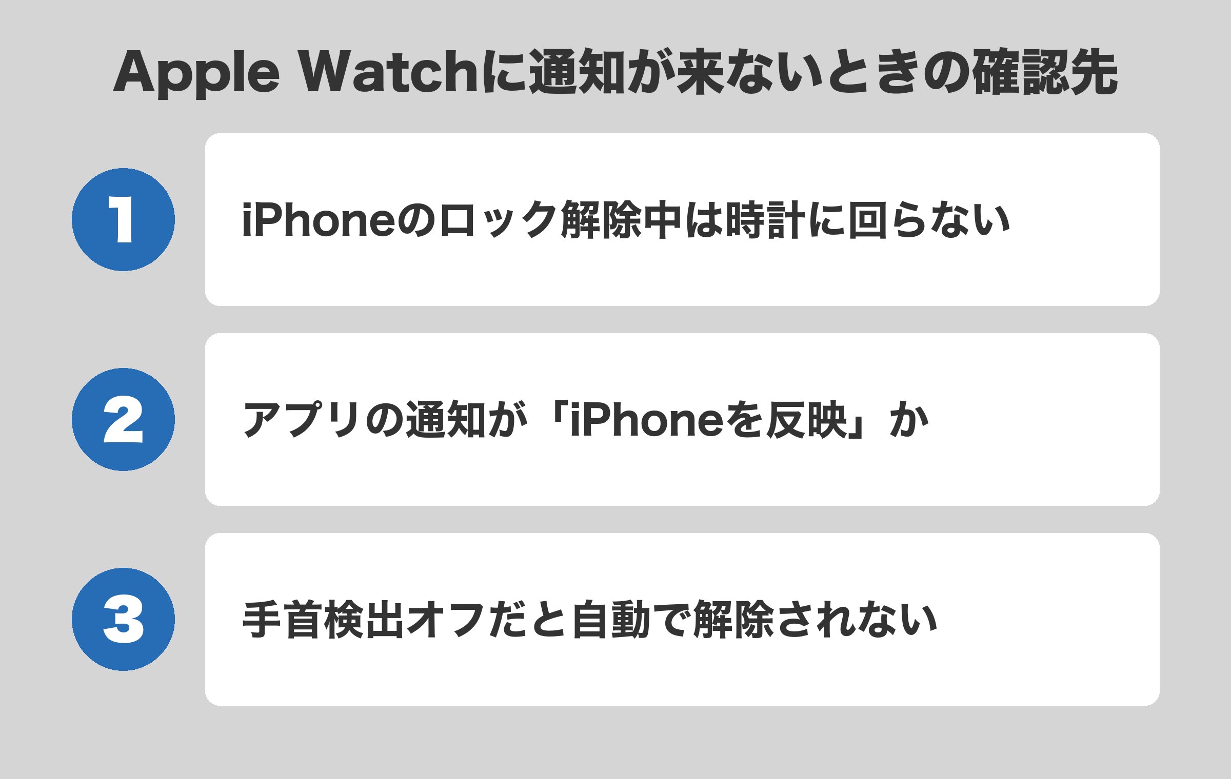 Apple Watchに通知が来ないときに確認する3つのポイントをまとめた図解