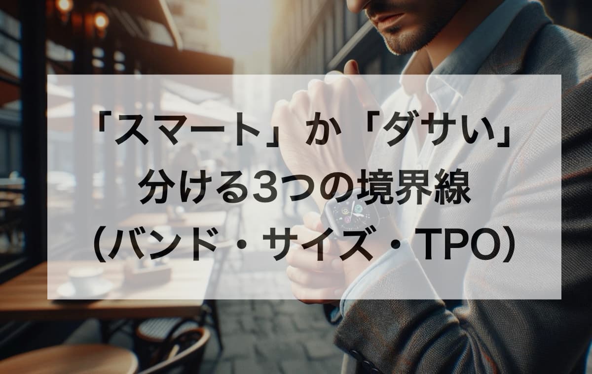 【結論】「スマート」か「ダサい」かを分ける3つの境界線（バンド・サイズ・TPO）