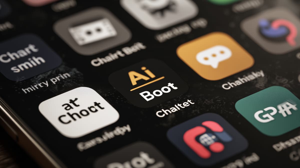 AI関連アプリのアイコンが並ぶスマートフォン画面