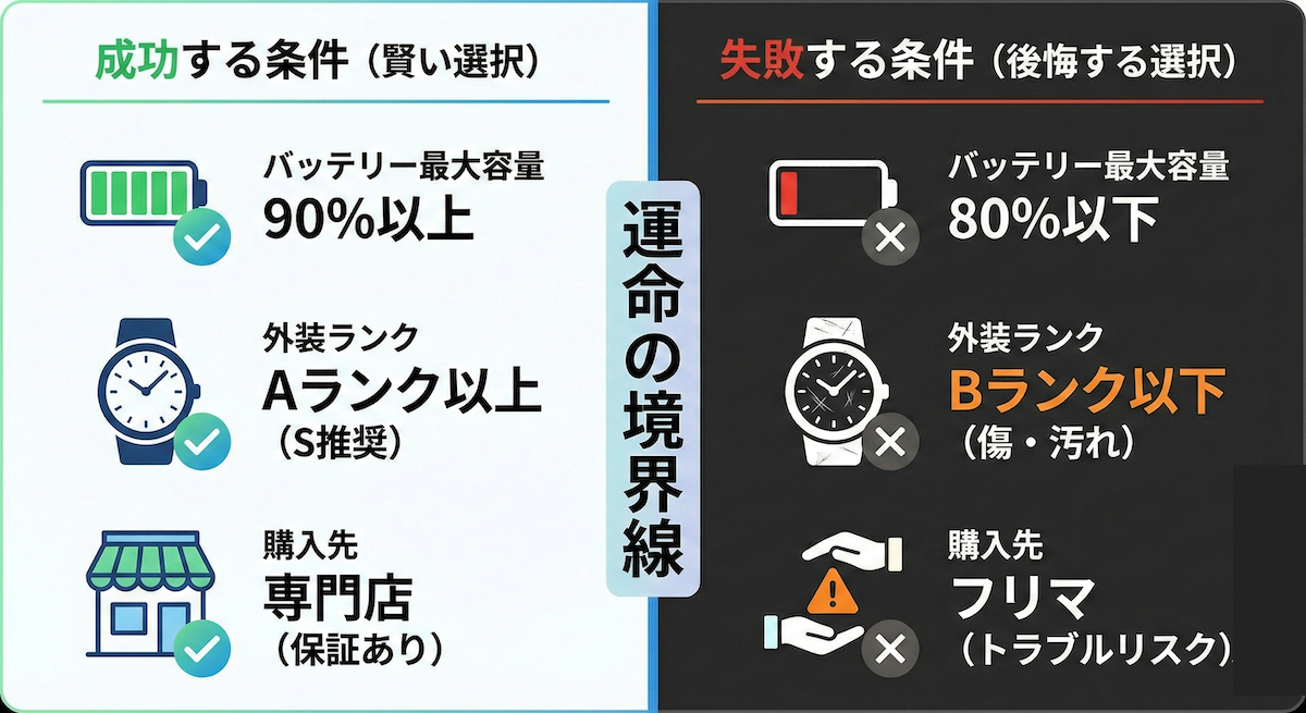 中古のアップルウォッチ購入の成功と失敗の条件